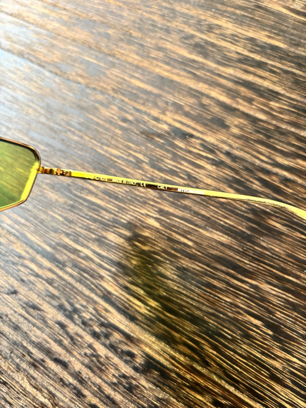 Gucci Gold Frame Lime Green Lens Sunglasses with Case - Picture 5 of 7